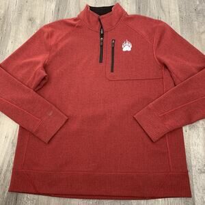 Alaskan Hardgear Pullover Mens Large Red 1/4 Zip Outdoor Bear Paw Logo Duluth